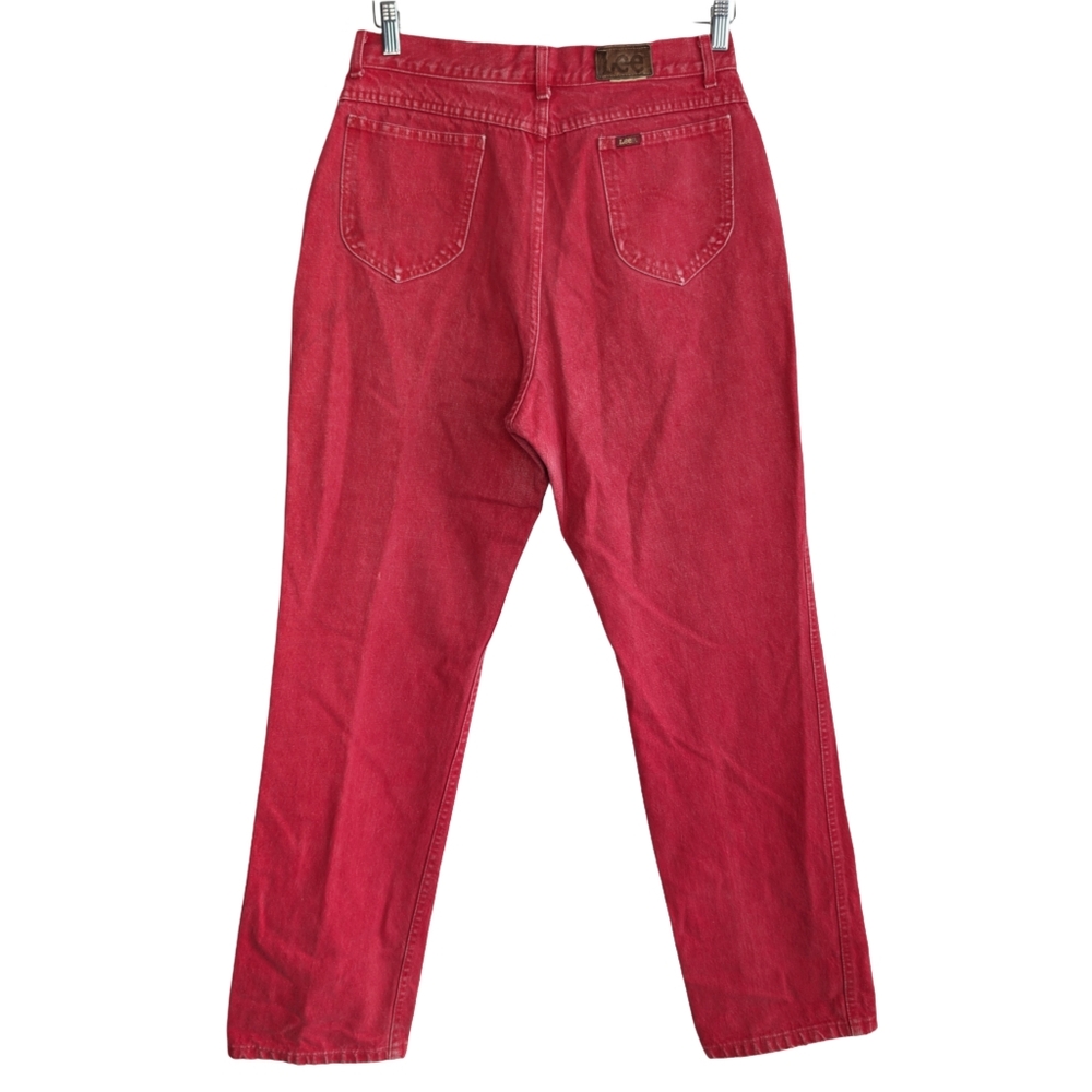 Vintage '80s Lee Women's 16 Red Cotton Denim Straight Leg Jeans